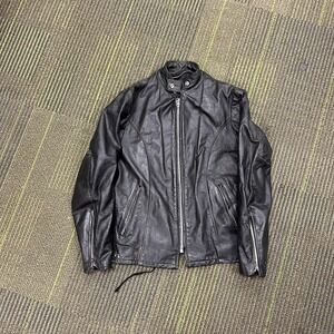 Vintage Cafe Racer Leather Jacket Mens Medium Black 1960s Motorcycle